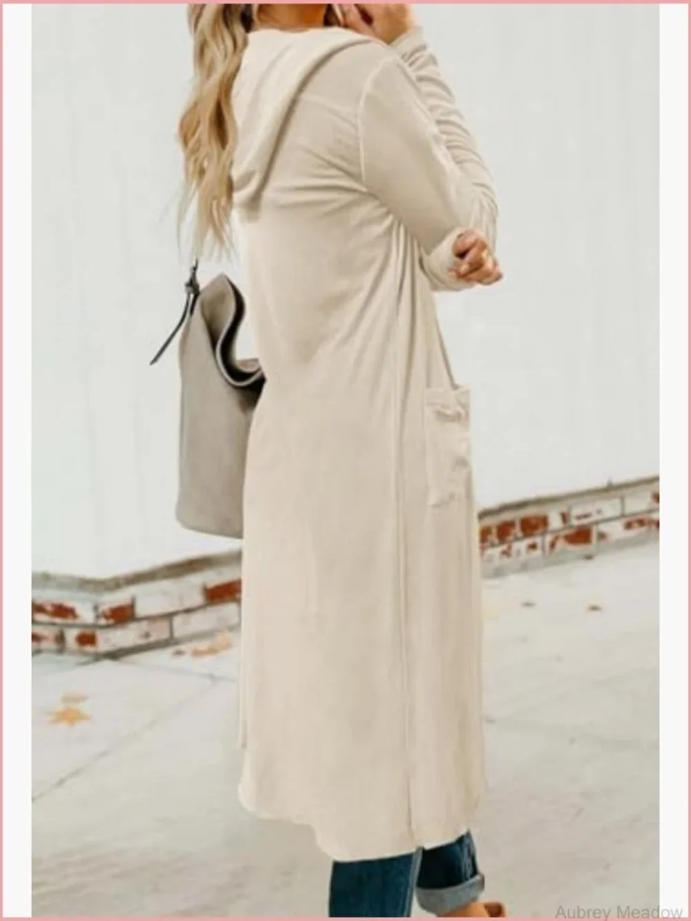 Hooded Long Cardigan Open Front Lightweight with Pockets - Picture 2 of 6